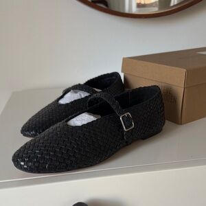 Black Woven Mary Jane Flats